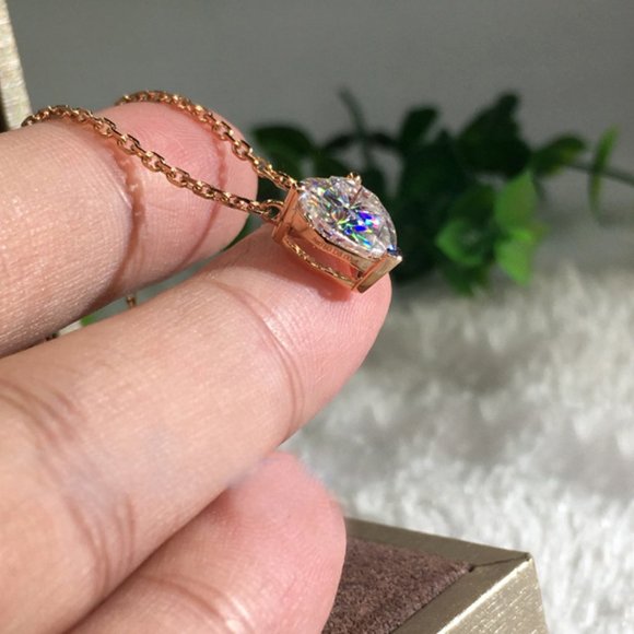 *NEW 3CT 18K Rose Gold Diamond Heart Necklace - Picture 6 of 6